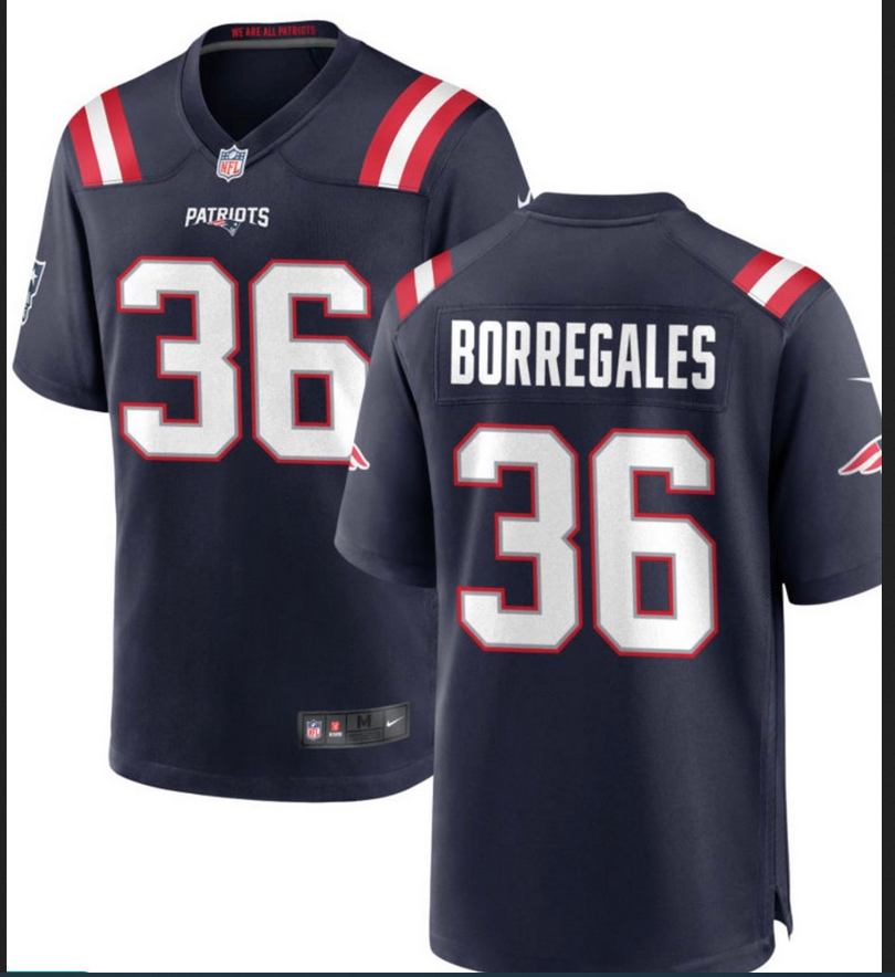 Men 2026 New England Patriots #36 Borregales blue Nike Limited NFL Jersey 0605